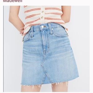 Madewell Stone Wash Rigid Denim A-Line Skirt.